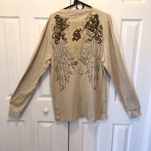 Armored Saint Of Los Angeles Beige Graphic Print Thermal Henley Shirt XXL - Picture 3 of 8